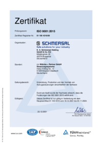 DIN EN ISO 9001: Single certificate: German/English